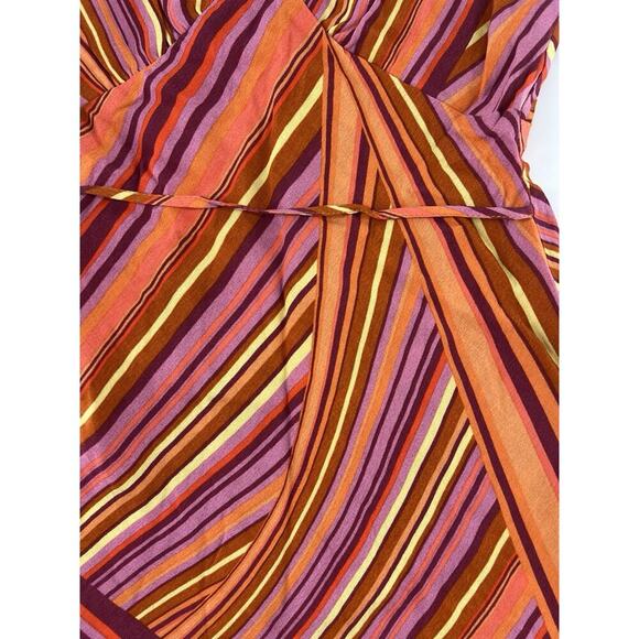 Wild Fable Women's Funky Print Orange Pink Stripe Dress Extra Small Retro New - Picture 4 of 10